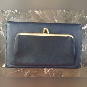 Vintage Princess Gardner blue full-grain cowhide leather trifol